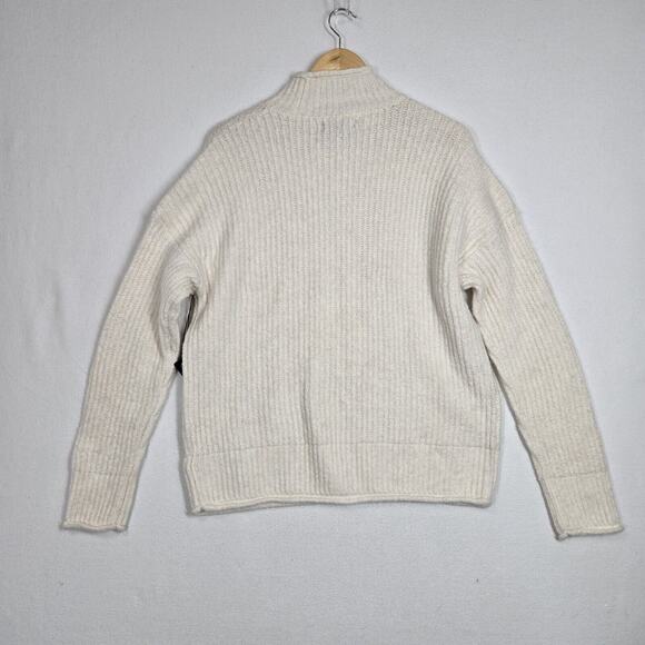 Rachel Roy Ribbed Sweater Sz XL Ivory Mock Neck Long Sleeve Soft Cozy Stretch - Picture 7 of 13